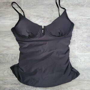 Anne Cole Swim Tankini Top Women's Small Black Adjustable Straps Swimwear NWT